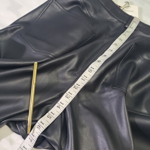 Zara Faux Leather The 90s Full Length Black Straight Leg Pant Women's Size‎ 12 - Picture 8 of 13